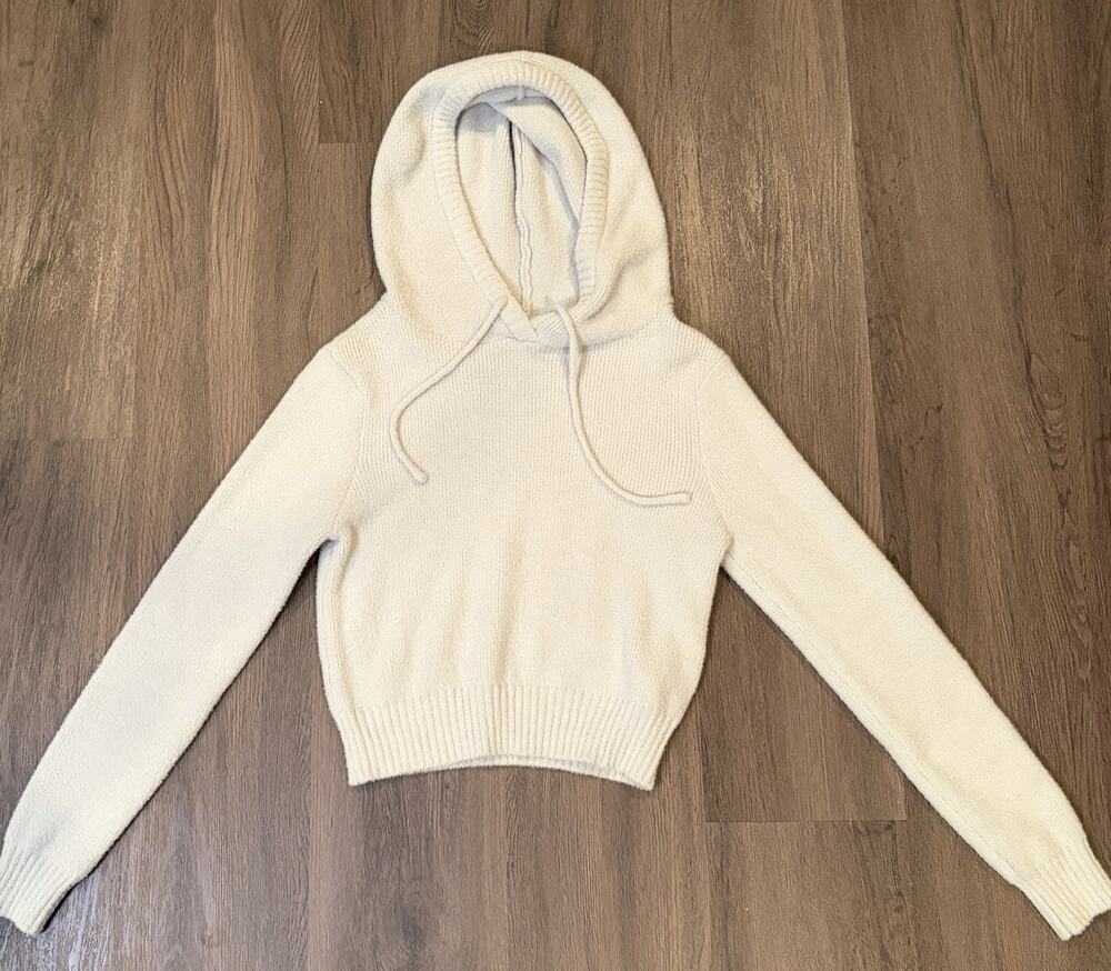 NWT Steve Madden Light Blue Solid Women’s Hooded Drawstring Sweater XS